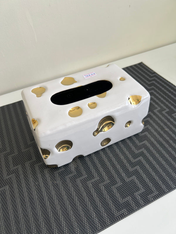 Gold & White jewel Tissue box 06