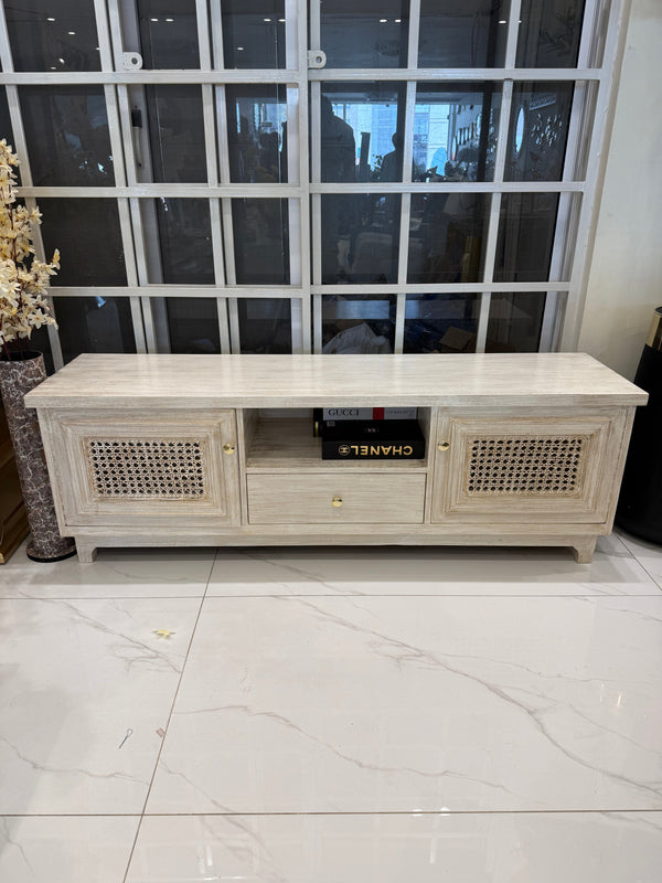 White cane tv console