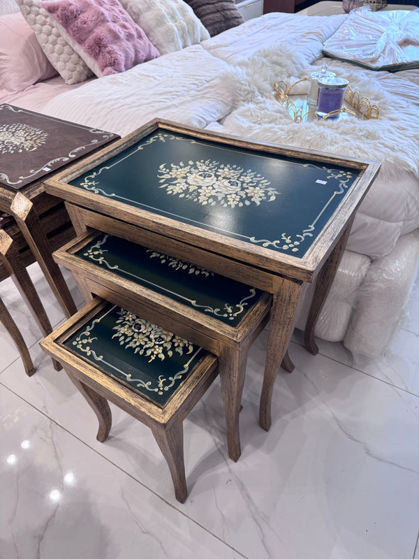 Oliver nesting table set of 3 Hand painted