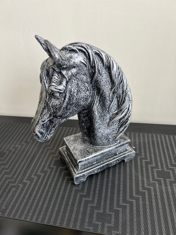 Horse Head Sculpture Antique Black