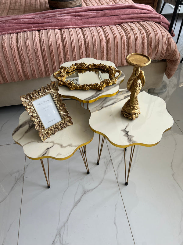 Star white Gold nesting table set of 3