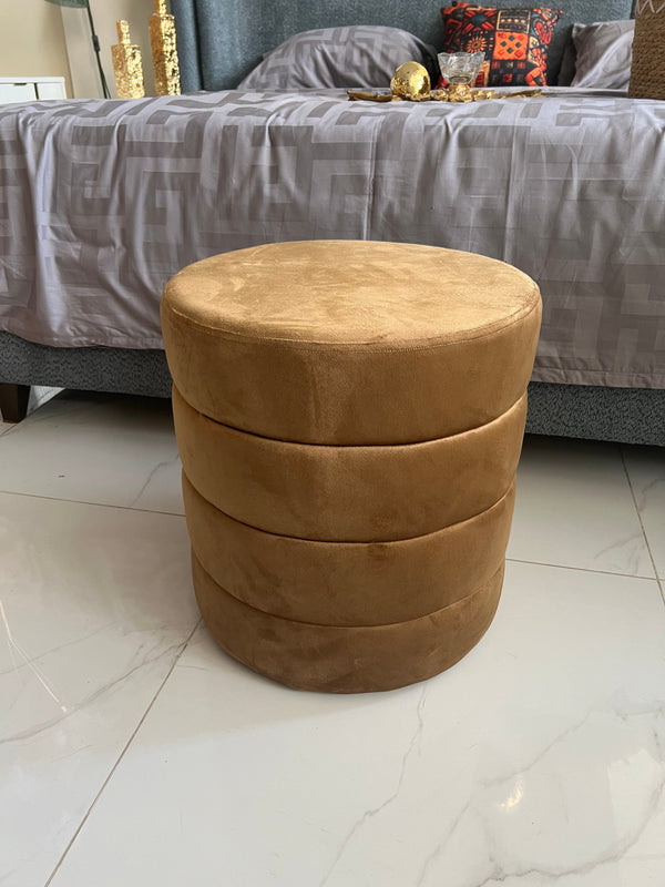 Velvet Premium round Stool Brown 0017