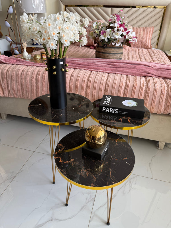 Black Goldy nesting table set of 3