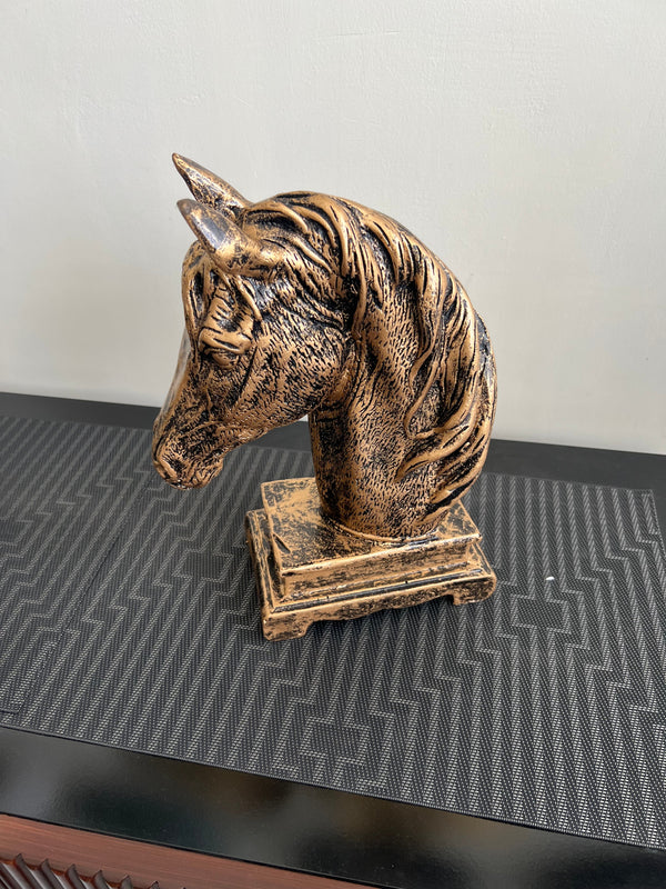 Horse Head Sculpture Antique Gold