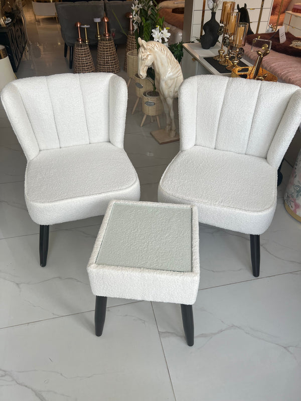Luna Chair Boucle White with table