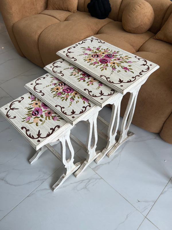 Joe nesting table set of 4 Hand painted