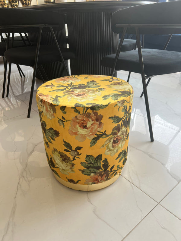 Mustard Printed Premium round Stool