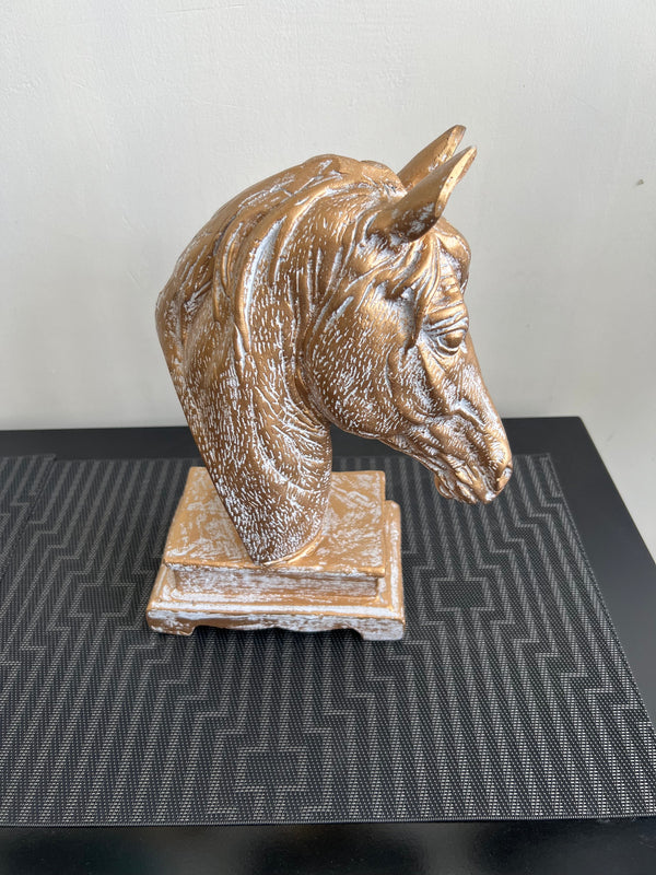 Horse Head Sculpture White Antique