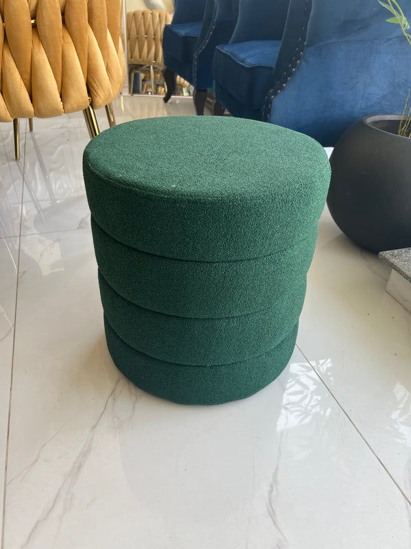 Boucle Premium round Stool green 0014