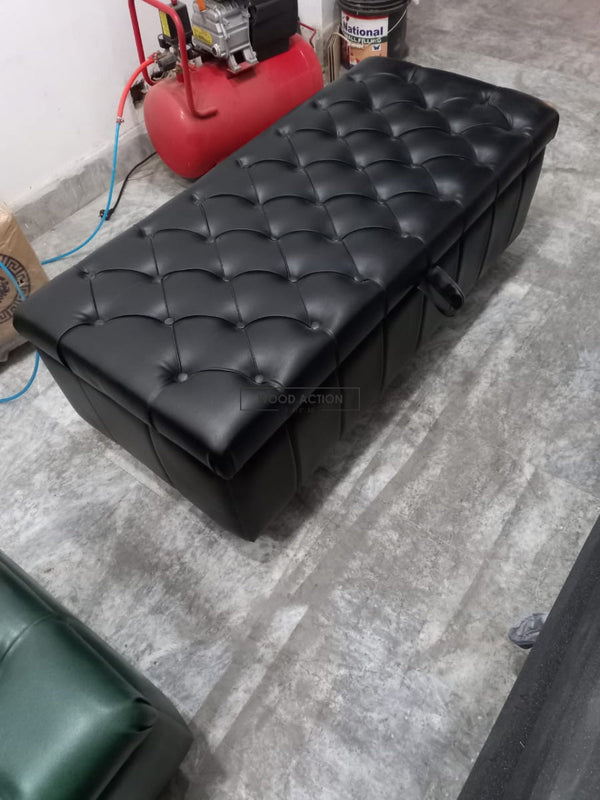 Black Leather  premium Puffy Storage