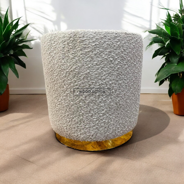 Boucle Premium round Stool white 0012