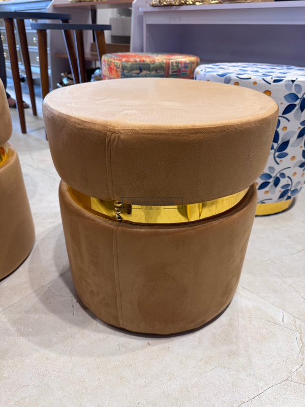 Brown gold Premium round Stool