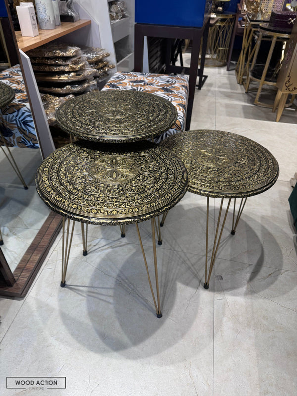 Copper gold nesting table set of 3
