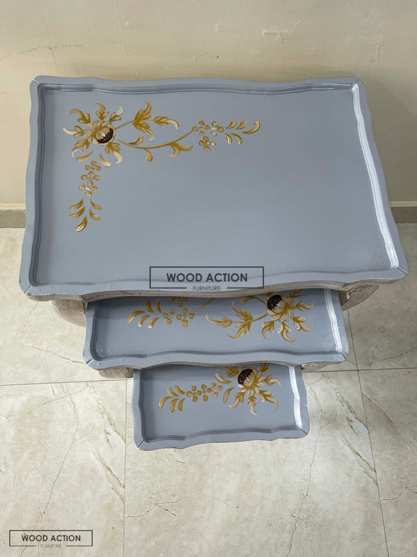 Cortina nesting table set of 3 Hand painted