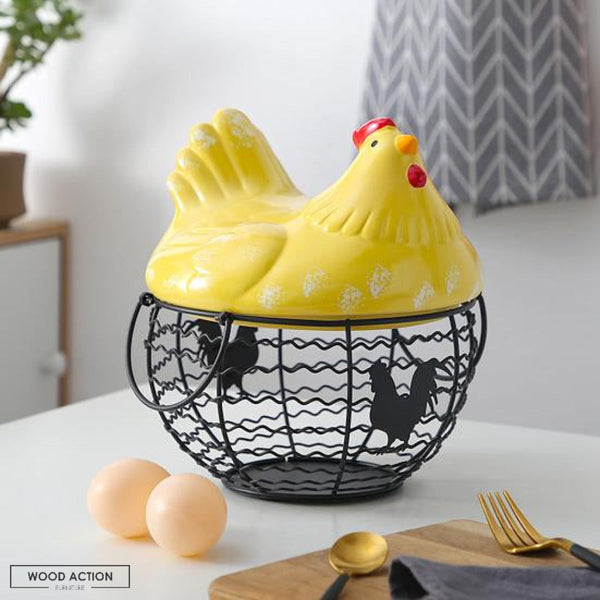 Cute hen fruit and egg storage
