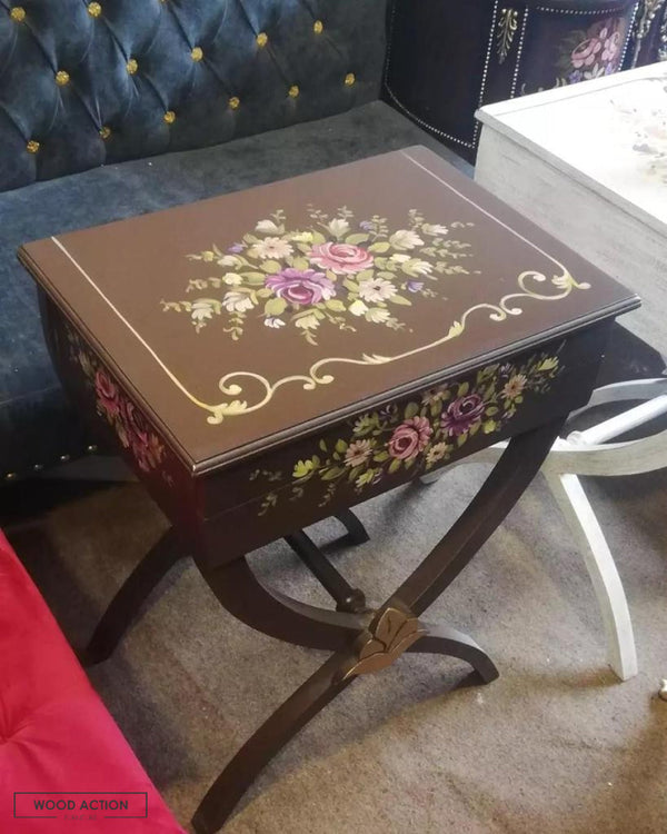 Elisa Brown Side Table Hand Painted