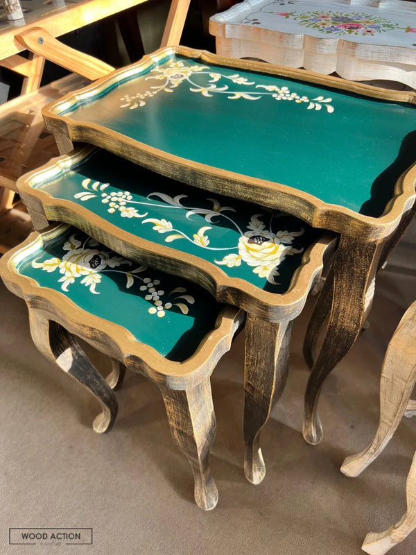 Jasper nesting table set of 3 Hand painted