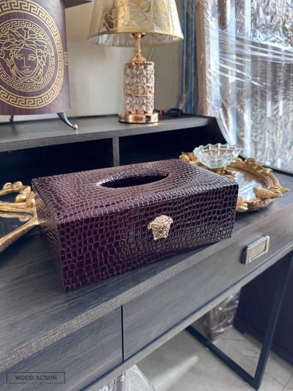 Leather tissue box