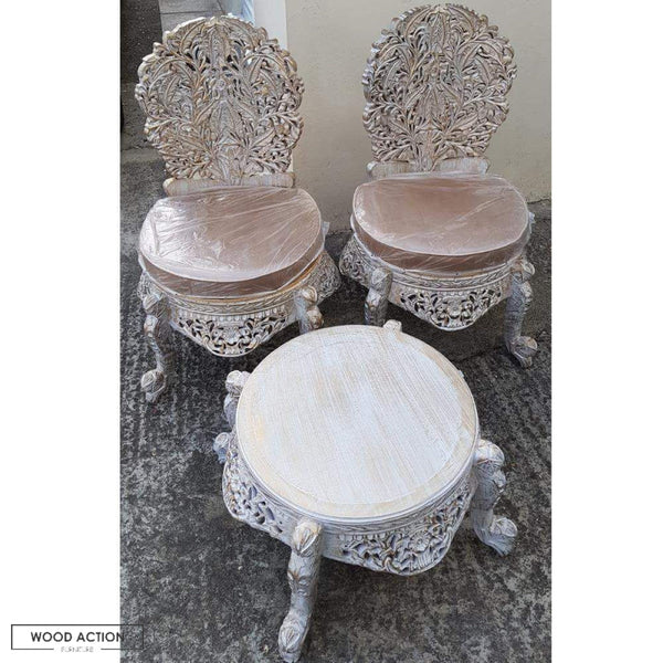 White and Gold Chanioti Chairs and Table Set
