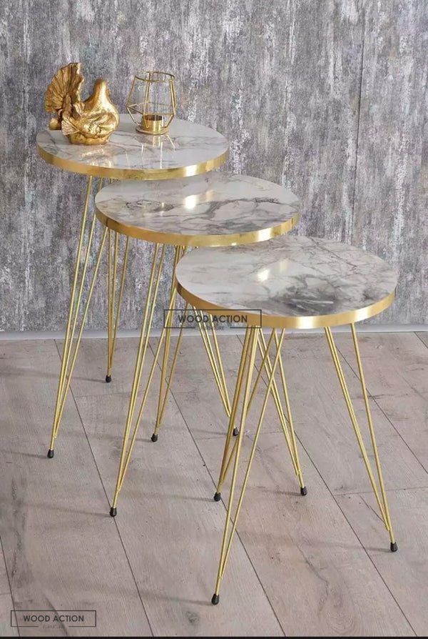 White Goldy nesting table set of 3